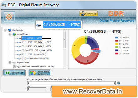 Digital pictures recovery utility Screenshot