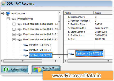 FAT data recovery utility Screenshot