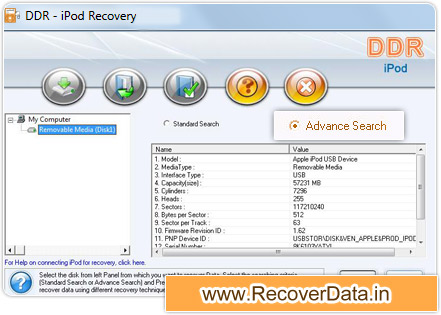 iPod data recovery utility Screenshot