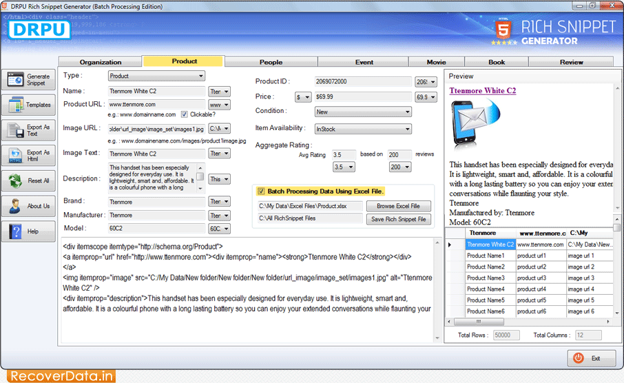 Screenshots Of Rich Snippet Generator Batch Processing Software To 