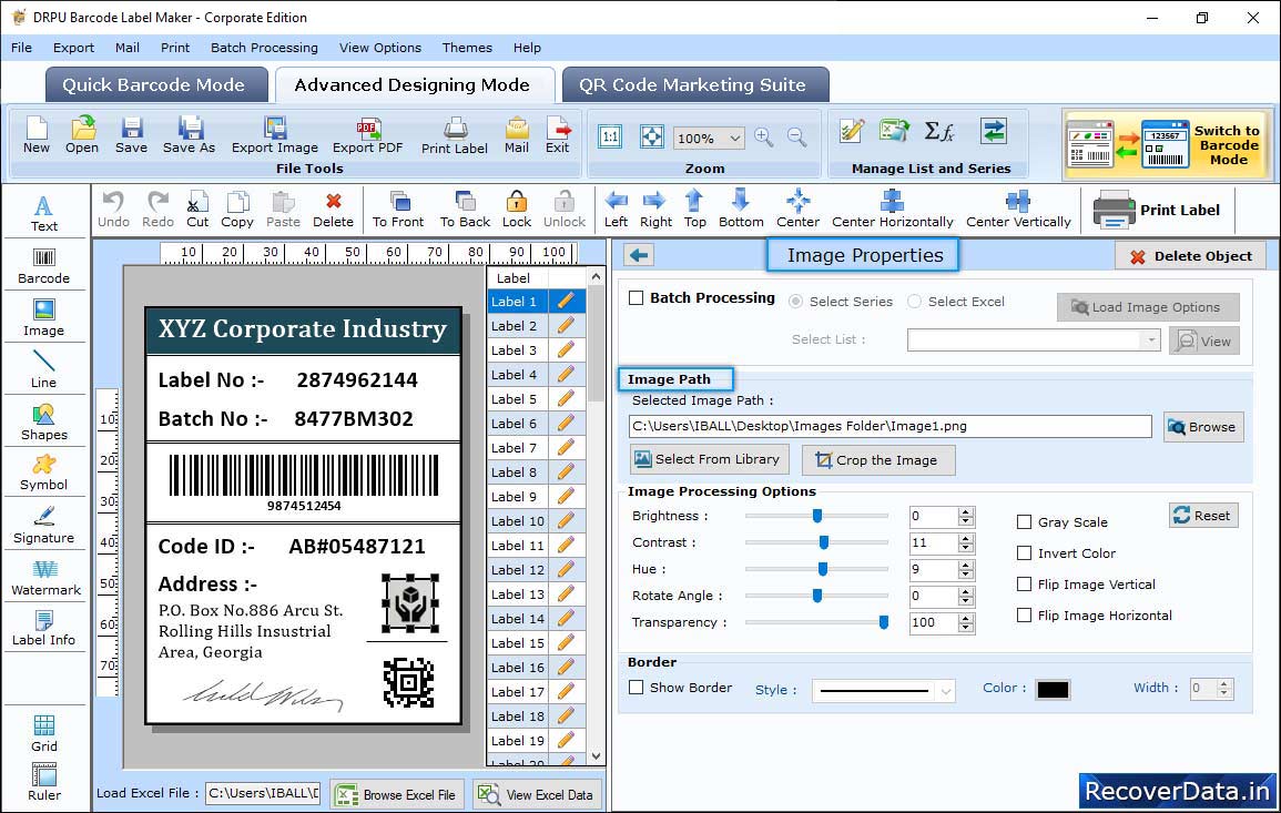 In Barcode Designing View' 