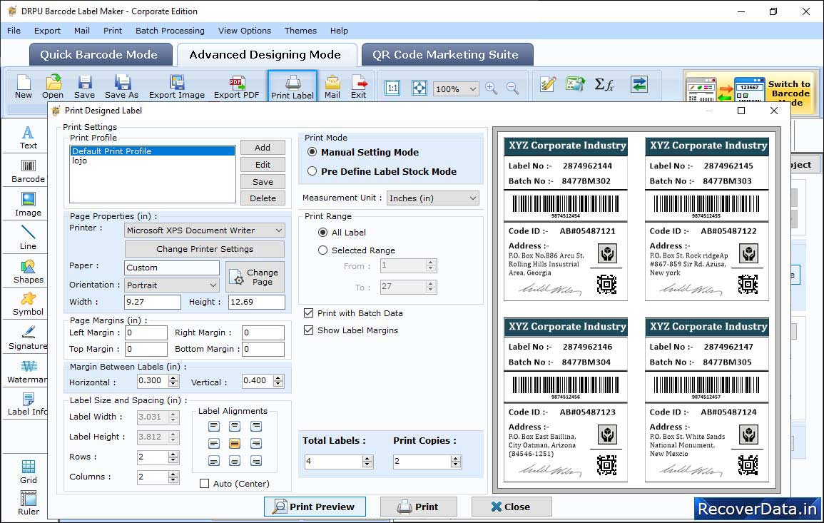 In Print Settings