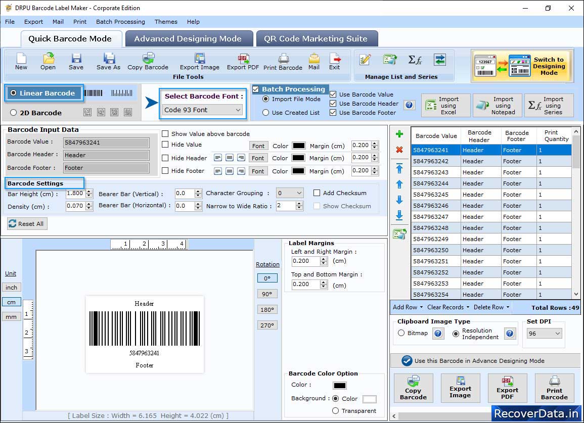 Select the Barcode Technologies