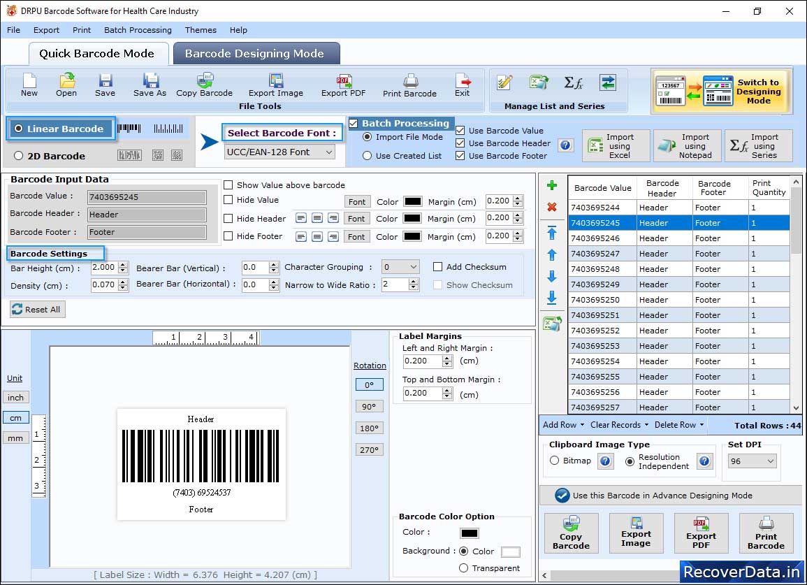 Select the Barcode Technologies