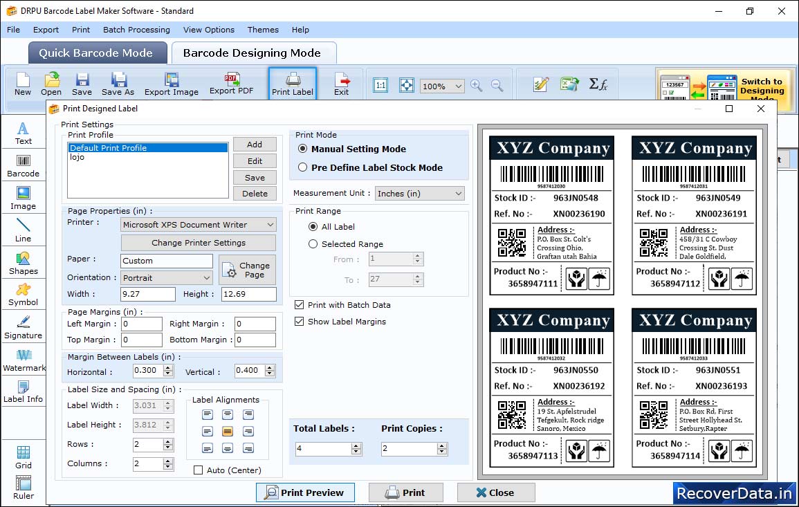 In Print Settings