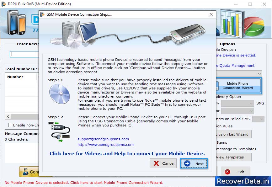 Mobile Phone Connection Wizard