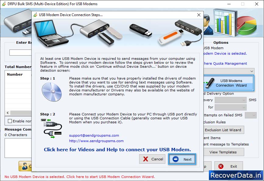 USB Modems Connection Wizard