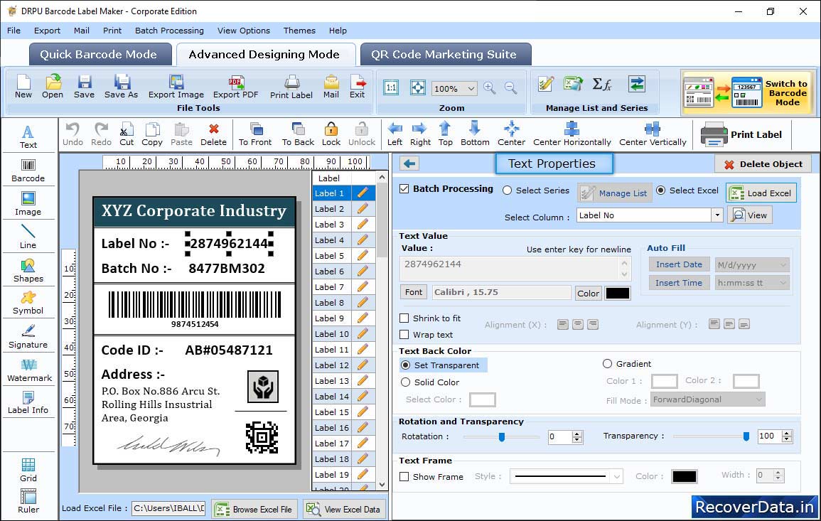 Barcode Label Maker - Corporate Edition