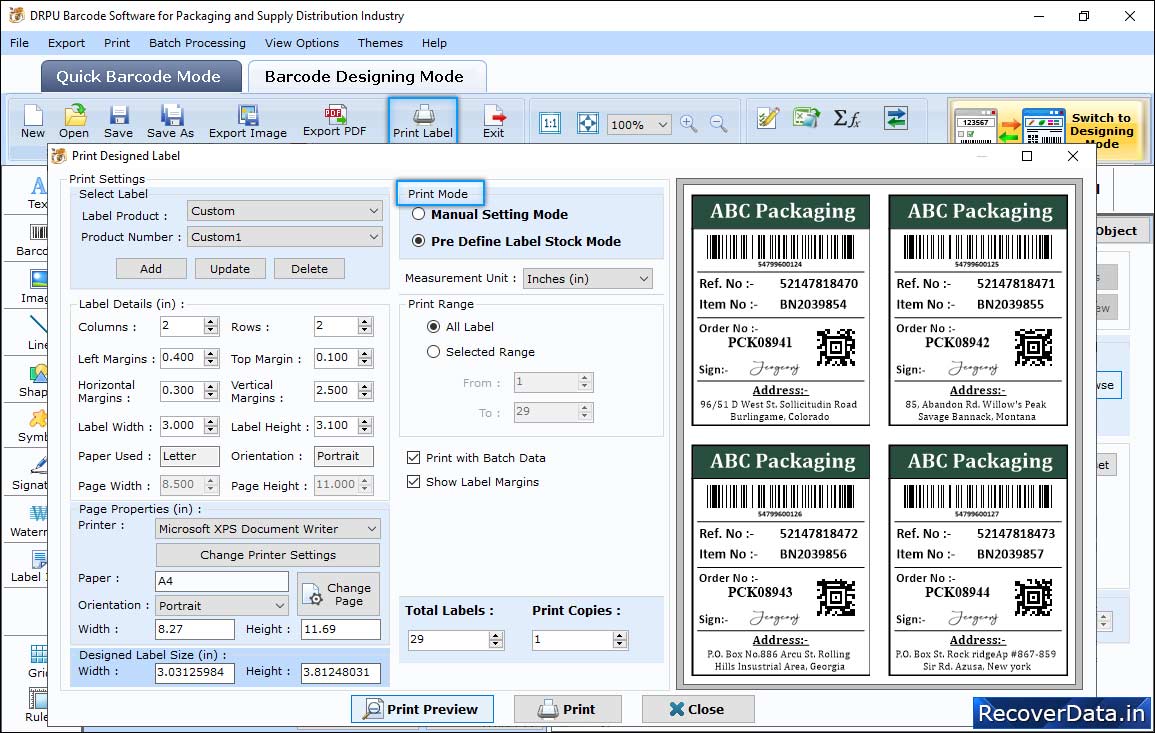 In Print Settings