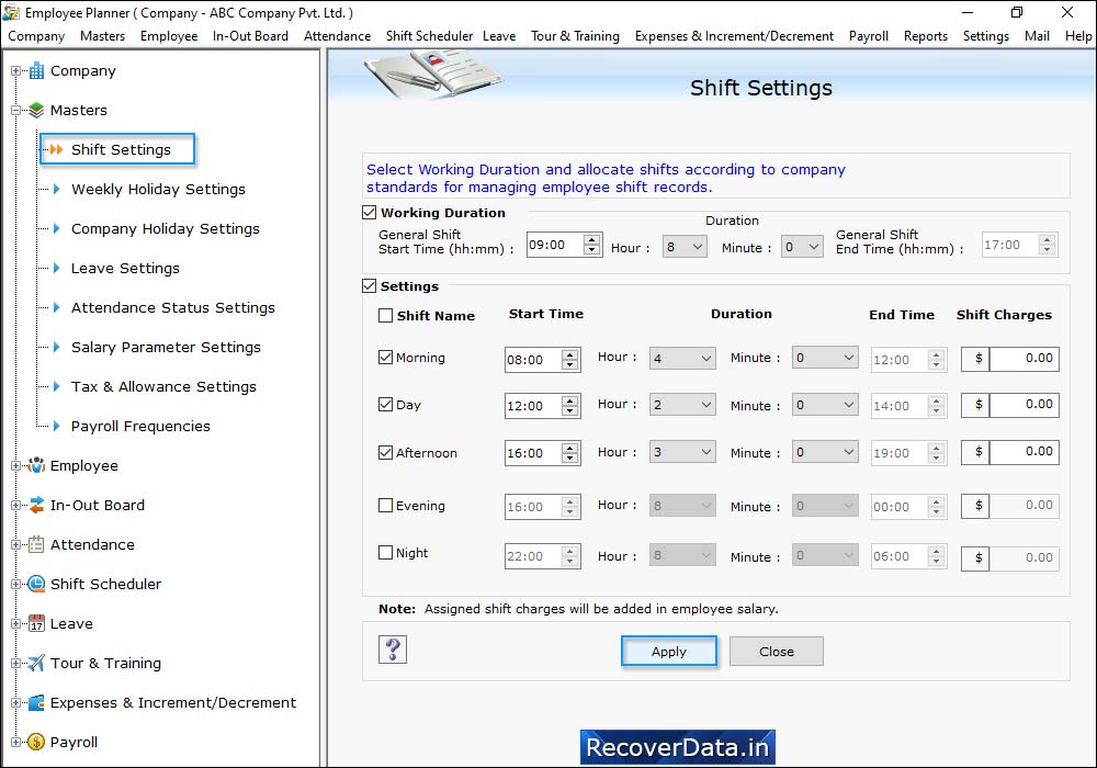 Click on 'Shift Scheduler' 