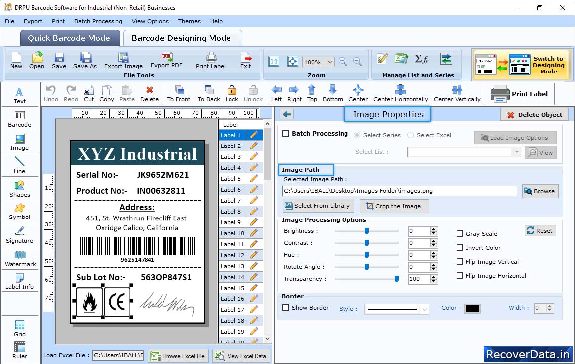 In Barcode Designing View' 