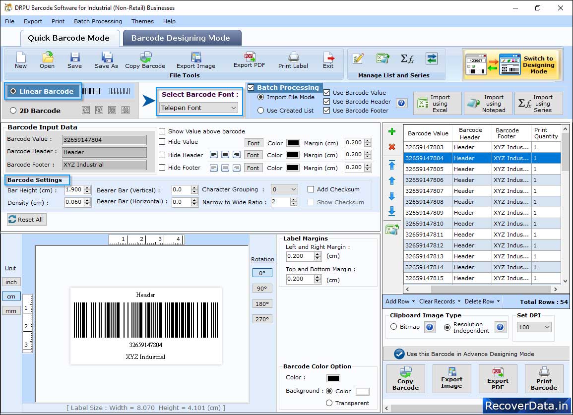 Select the Barcode Technologies