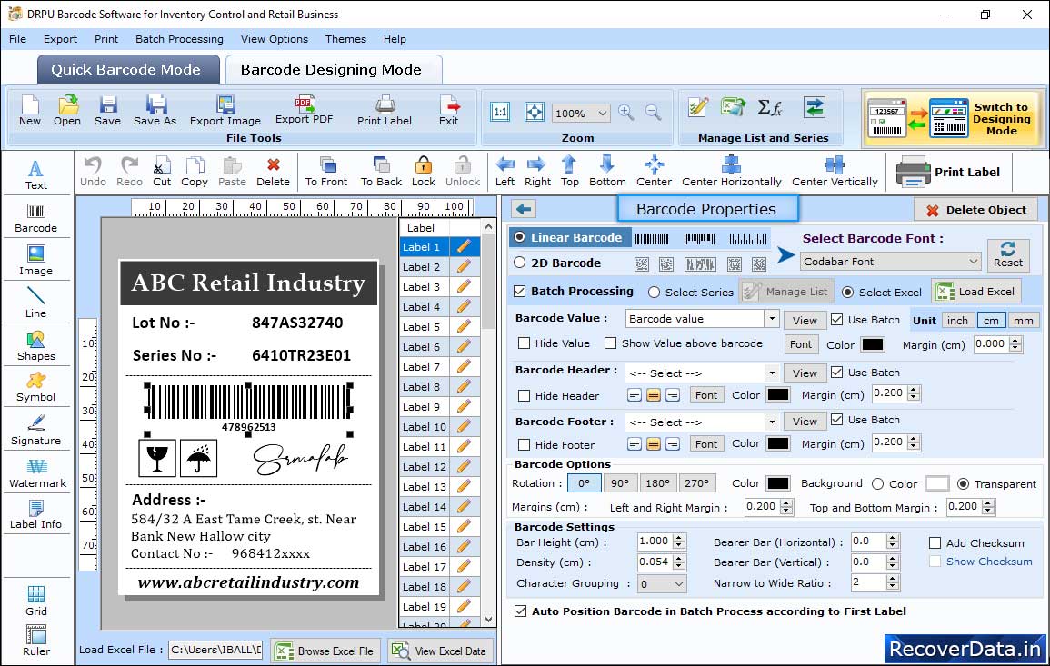 Barcode Label Maker for Inventory Control