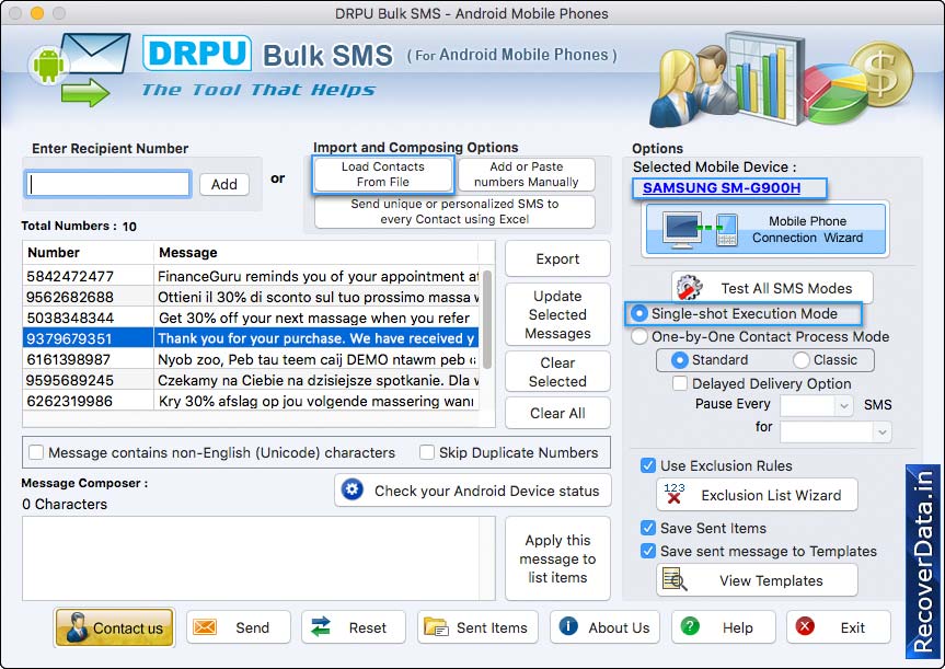 MAC Bulk SMS Software for Android Phones