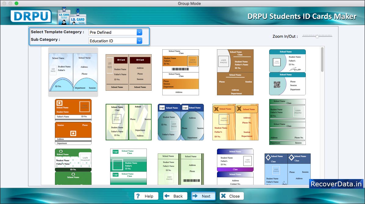 Select pre-defined template 