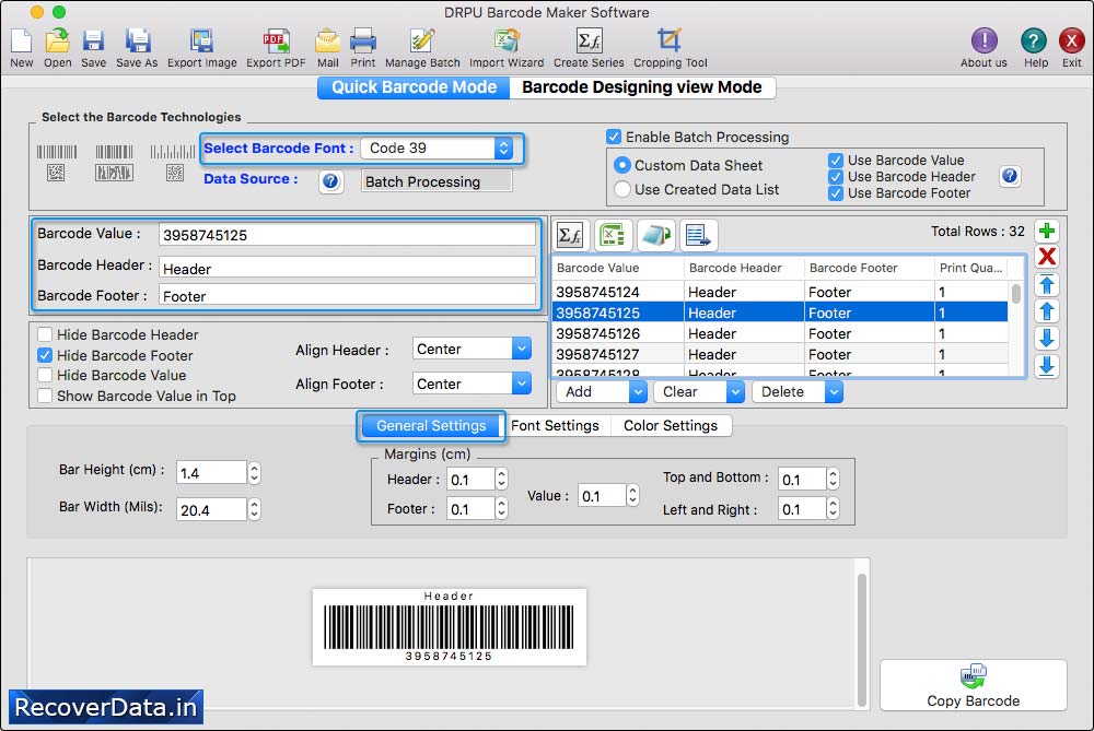 Select Barcode Font