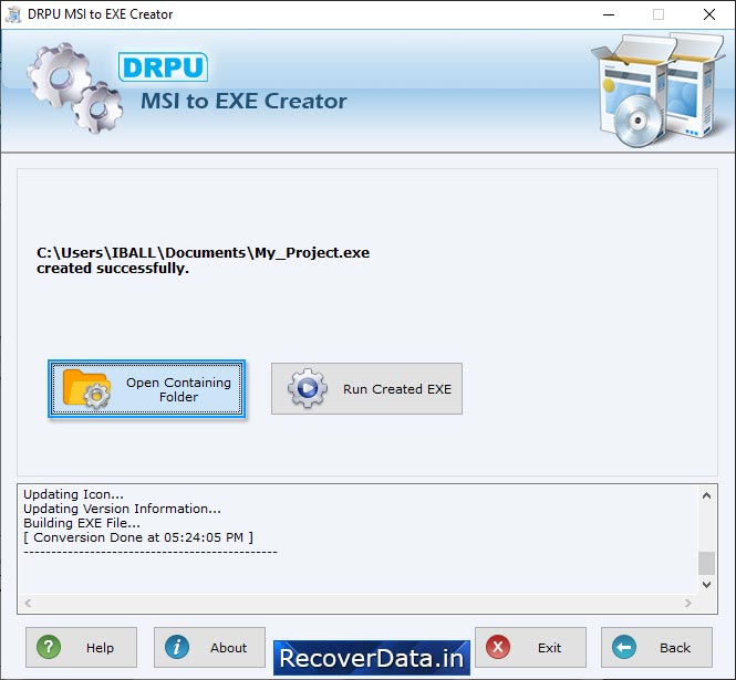 MSI to EXE creator Screenshots