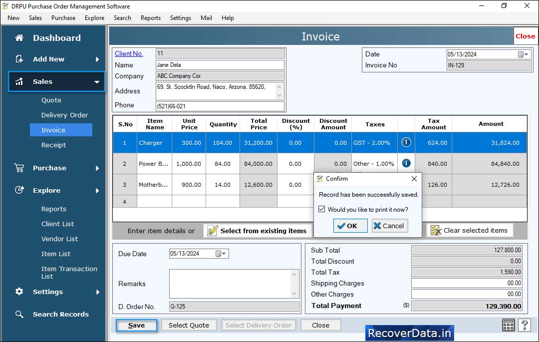 Deposit report