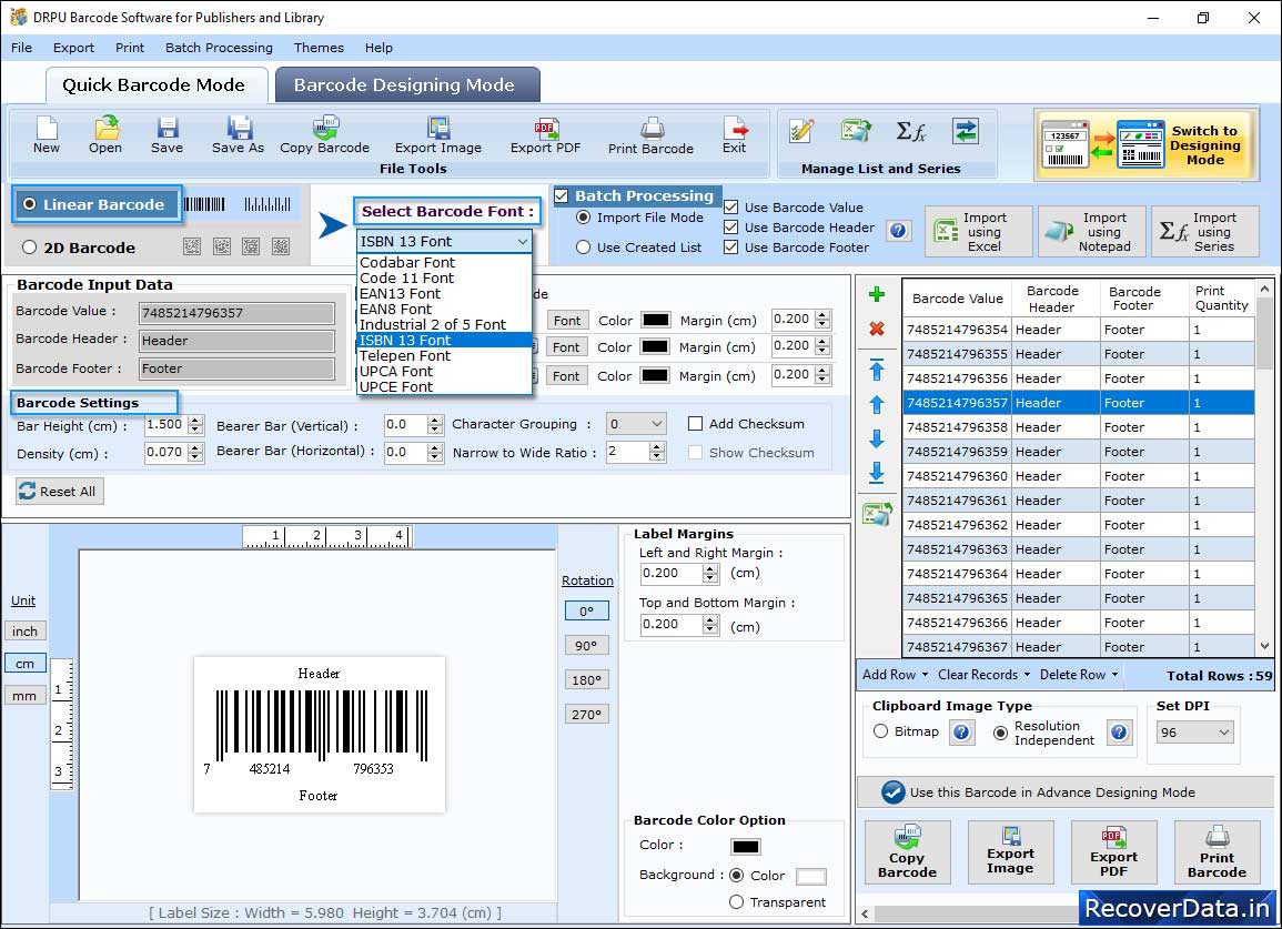 Select the Barcode Technologies