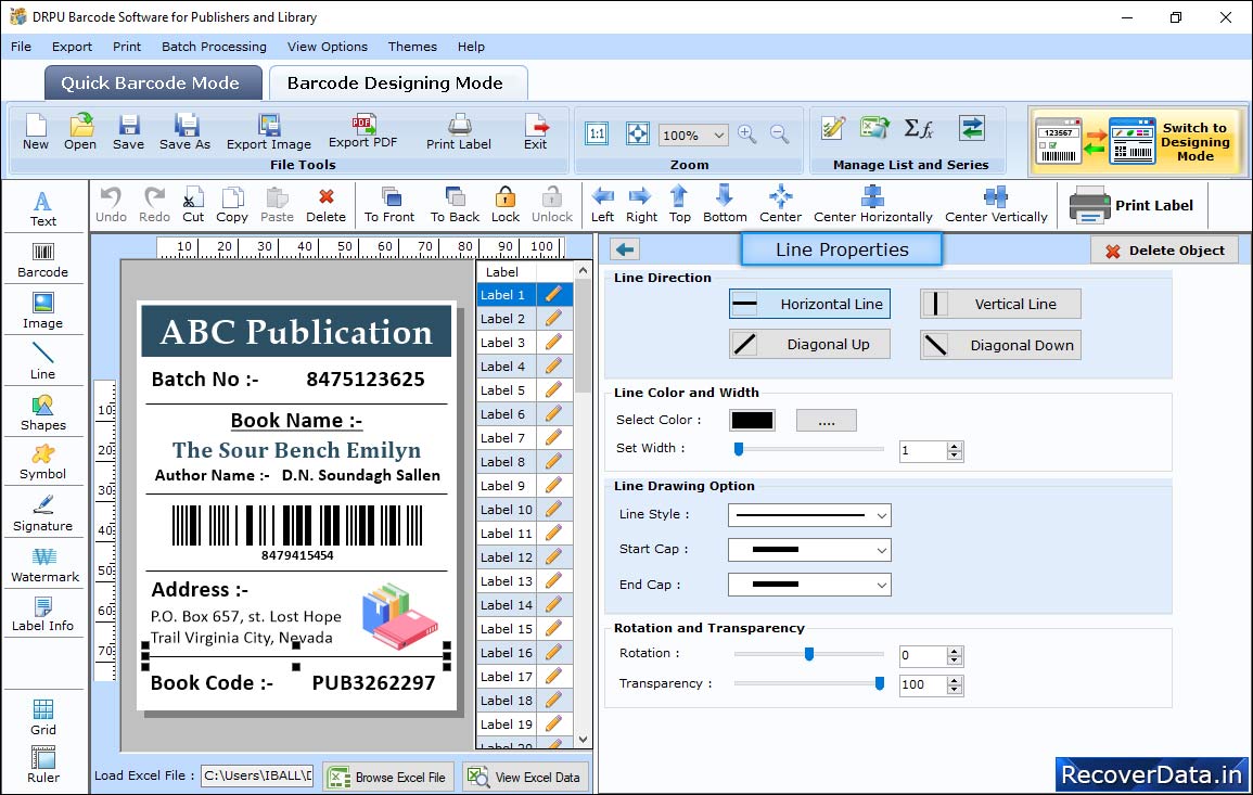 In Barcode Designing View' 