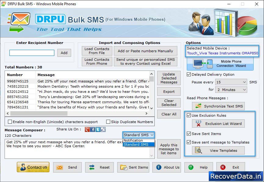 Bulk SMS for Windows Mobile Phones